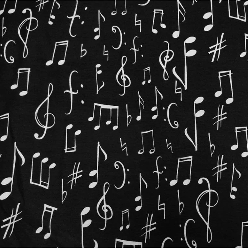 Tissu Coton Notes de Musique Fond Noir | Tissus Loup