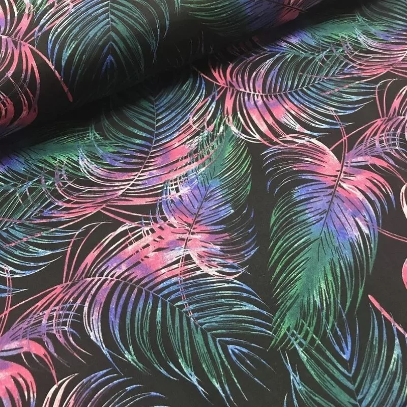 Tissu Coton Feuilles de Palmier Multicolore | Tissus Loup