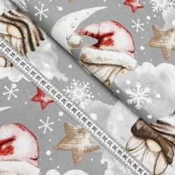 Tissu Coton Lutins dans les Nuages de Noël | Tissus Loup