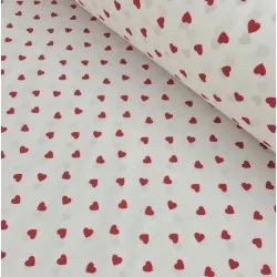 Tissu Coton Cœurs Rouges Fond Blanc | Tissus Loup