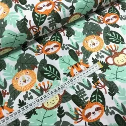 Tissu Coton Animaux de la Jungle | Tissus Loup