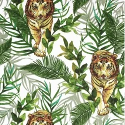 Tissu Coton Tigre dans la Jungle | Tissus Loup
