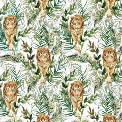 Tissu Coton Tigre dans la Jungle | Tissus Loup