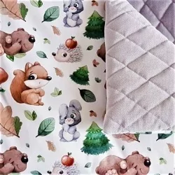 Tissu Coton Petits Animaux - Écureuil, Ours, Hérisson et Lièvre | Tissus Loup