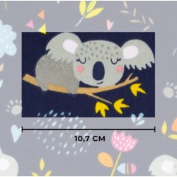 Tissu Coton Koala sur Arc-en-Ciel Fond Bleu Marine | Tissus Loup