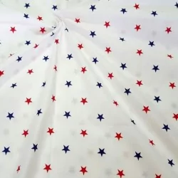 Tissu Coton Étoiles Rouge et Bleu Marine | Tissus Loup