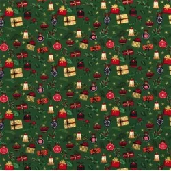 Tissu Coton Cadeaux et Boules de Noël | Tissus Loup