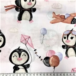 Tissu Coton Pingouin et Petit Avion | Tissus Loup