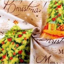 Tissu Coton Sapin Joyeux Noël | Tissus Loup