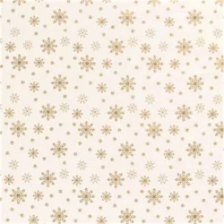 Tissu Coton Flocons de Neige Dorés Fond Blanc | Tissus Loup