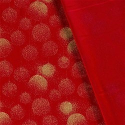 Tissu Coton boules de Noël dorées Fond Rouge | Tissus Loup
