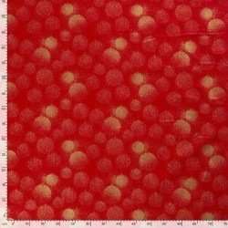 Tissu Coton boules de Noël dorées Fond Rouge | Tissus Loup