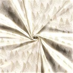 Tissu Coton Sapin Doré Fond Blanc | Tissus Loup