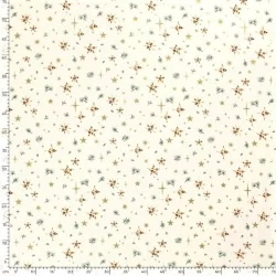 Tissu Coton Étoiles dorées et Branches de Sapin Fond Blanc | Tissus Loup