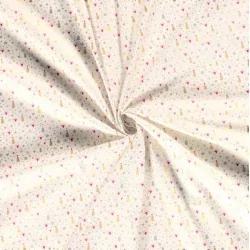 Tissu Coton Sapin Étoiles et Cœurs Dorés Fond Blanc | Tissus Loup