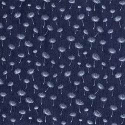 Tissu Jean stretch bleu foncé imprimé pissenlit | Tissus Loup