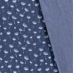 Tissu Jean stretch bleu clair imprimé pissenlit | Tissus Loup
