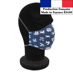 Masque protection barrière motif serpent design à la mode réutilisable AFNOR made in fayence | Tissus Loup