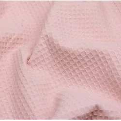 Tissu Coton Nid d'Abeille Rose Pale | Tissus Loup