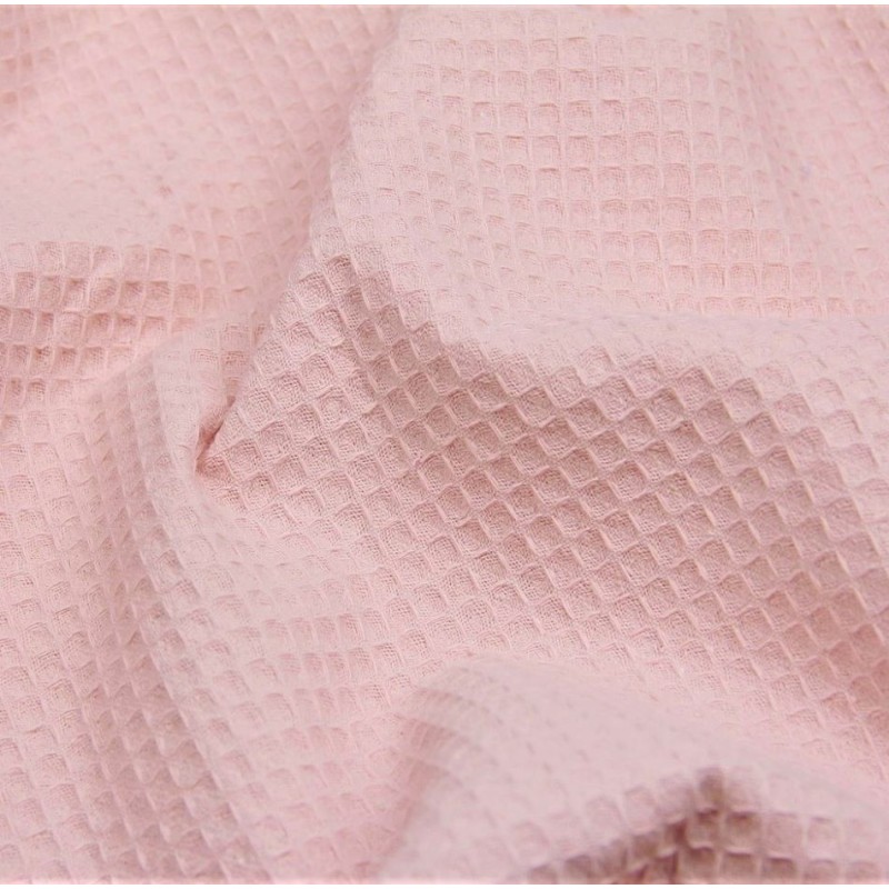 Tissu Coton Nid d'Abeille Rose Clair | Tissus Loup