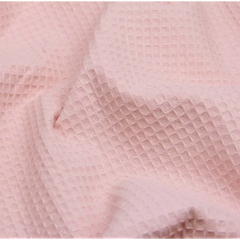 Tissu Coton Nid d'Abeille Rose Clair | Tissus Loup