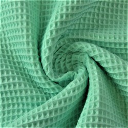 Tissu Coton Nid d'Abeille Turquoise Vert | Tissus Loup