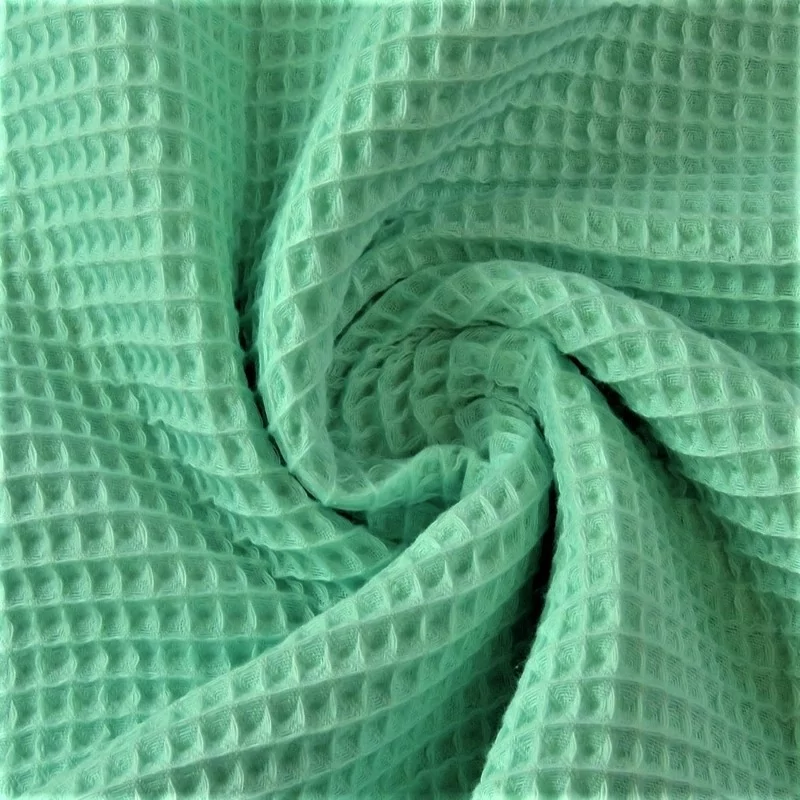 Tissu Coton Nid d'Abeille Turquoise Vert | Tissus Loup