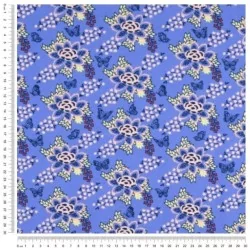 Tissu Jersey Fleur et Papillon fond bleu vif | Tissus Loup