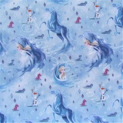Tissu Coton Reine de Neige Elsa et Cheval Nokk Frozen 2 Disney | Tissus Loup