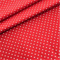 Tissu Coton Pois Blanc 4mm Fond Rouge | Tissus Loup