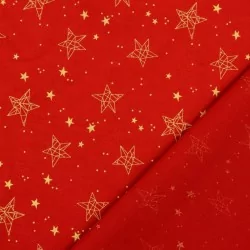 Tissu Coton Étoiles dorées Fond Rouge | Tissus Loup