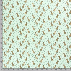 Tissu Jersey Coton Petit Girafe Fond anis pastel | Tissus Loup