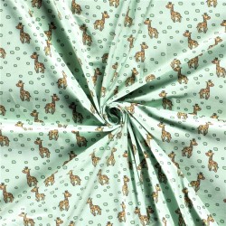Tissu Jersey Coton Petit Girafe Fond anis pastel | Tissus Loup