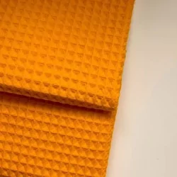 Tissu Coton Nid d'Abeille Couleur Curry | Tissus Loup
