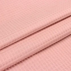 Tissu Coton Nid d'Abeille Rose Poudré | Tissus Loup