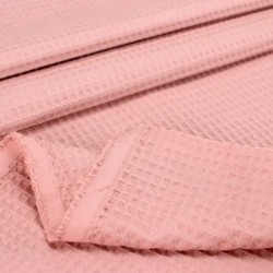 Tissu Coton Nid d'Abeille Rose Poudré | Tissus Loup