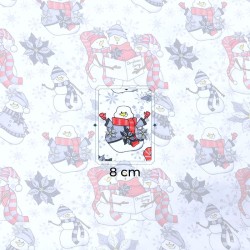 Tissu Coton Bonhomme de Neige bonnet rouge | Tissus Loup