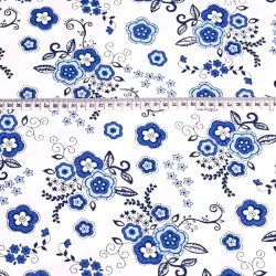 Tissu Coton Fleurs Bleues | Tissus Loup