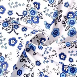 Tissu Coton Fleurs Bleues | Tissus Loup