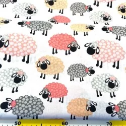 Tissu Coton Moutons Roses | Tissus Loup
