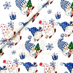 Tissu Coton Lutins de Noël et Flocons de Neige | Tissus Loup