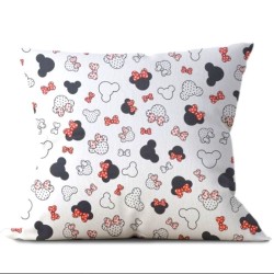 Tissu Coton Minnie-Mickey-Mouse Petite Tête Nœud Rouge | Tissus Loup