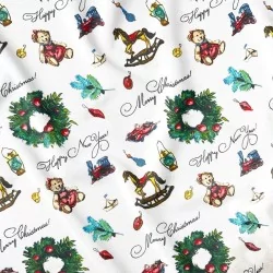 Tissu Coton Merry Christmas et Happy New Year | Tissus Loup