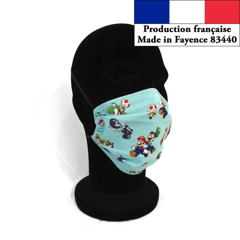 Masque protection Mario Léger l'été réutilisable AFNOR Made in Fayence | Tissus Loup