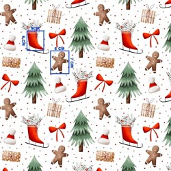Tissu Coton Sapin et Patin de Noël | Tissus Loup