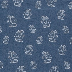 Tissu Jean stretch bleu clair Dragons | Tissus Loup