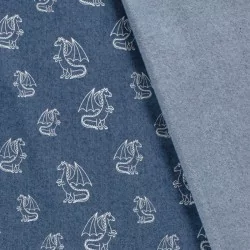Tissu Jean stretch bleu clair Dragons | Tissus Loup