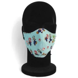 Masque protection barrière Mario Luigi turquoise design à la mode réutilisable AFNOR | Tissus Loup