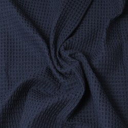 Tissu Coton Nid d'Abeille Bleu Marine | Tissus Loup
