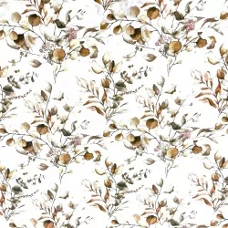 Tissu Coton Eucalyptus marron beige | Tissus Loup